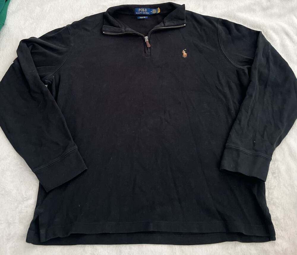 Polo Ralph Lauren Estate Rib Quarter-Zip Pullover Size M Black